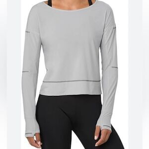 Asics Top‎ Womens Medium Lite show cover up mid gray D1 Reflective panels